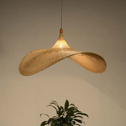 Bamboo pendant light shade creative straw hat pendant light -labpiecesign