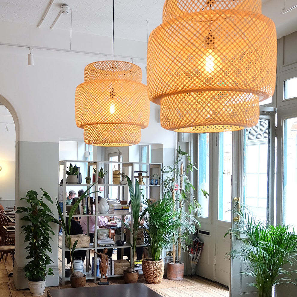 Wicker Bamboo Lampshade Fixture Eco-friendly Handmade Pendant Light