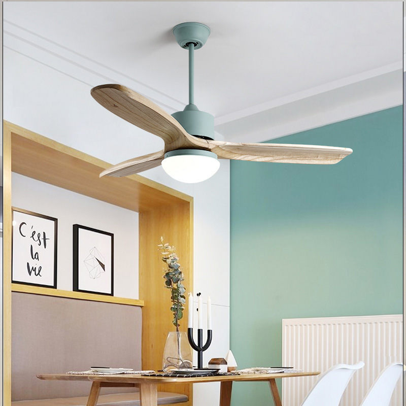 Nordic Remote Control Solid Wood LED Ceiling Fan