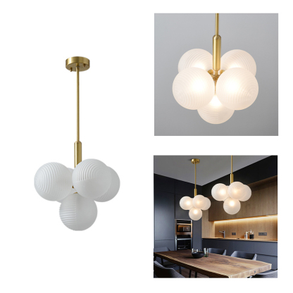 Nordic Luxury Glass Bubble Chandelier Simple High-end Copper Metal Pendant Light-labpiecesign