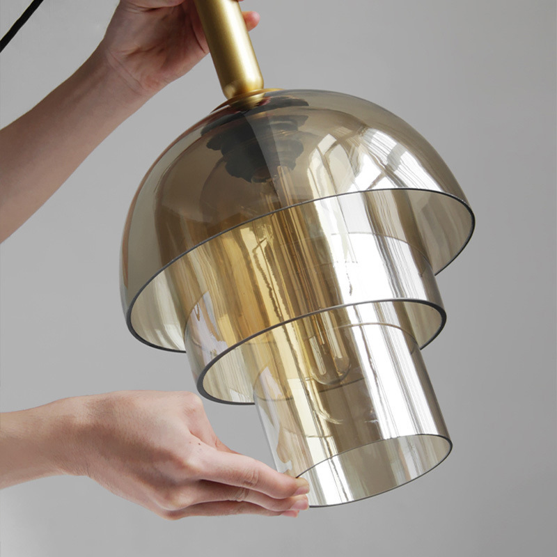 American Minimalist Bar Candelier Modern Light Luxury Glass Chandelier-labpiecesign