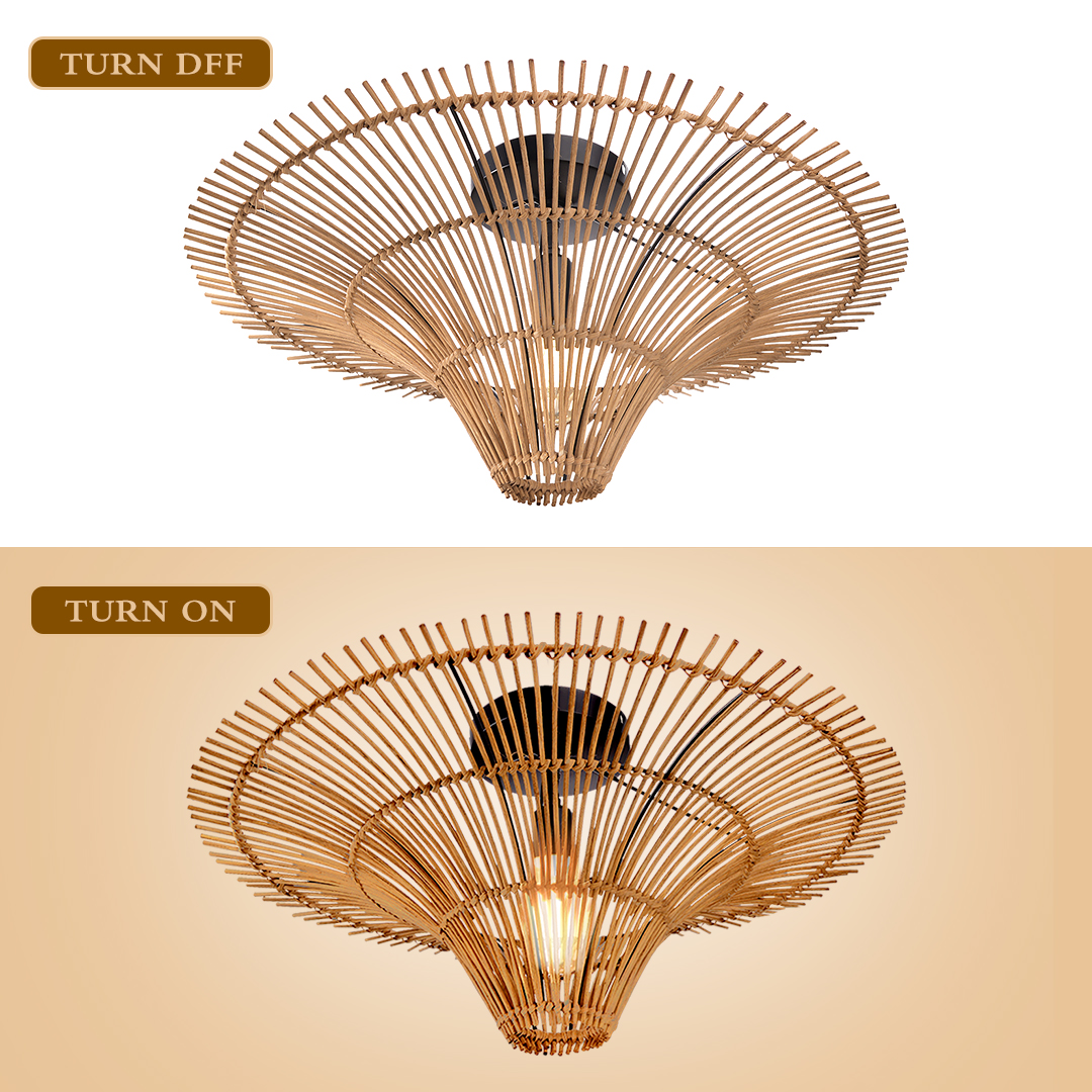 Wabi-sabi Japanese style Rattan Pendant Light Ceiling Lampshade