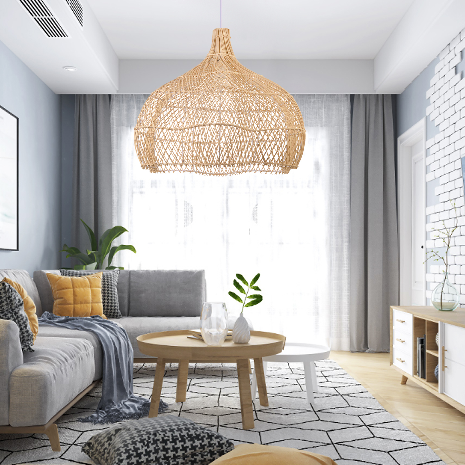 Wicker Pendant Shade outdoor rattan lamp -labpiecesign