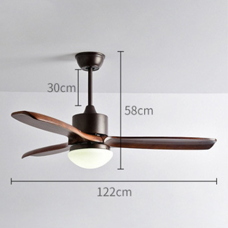 Nordic Remote Control Solid Wood LED Ceiling Fan