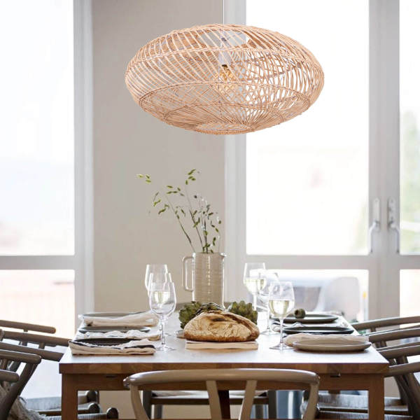 Basket Rattan Pendant Light Shade Pastoral Wicker Hanging Lamps ...