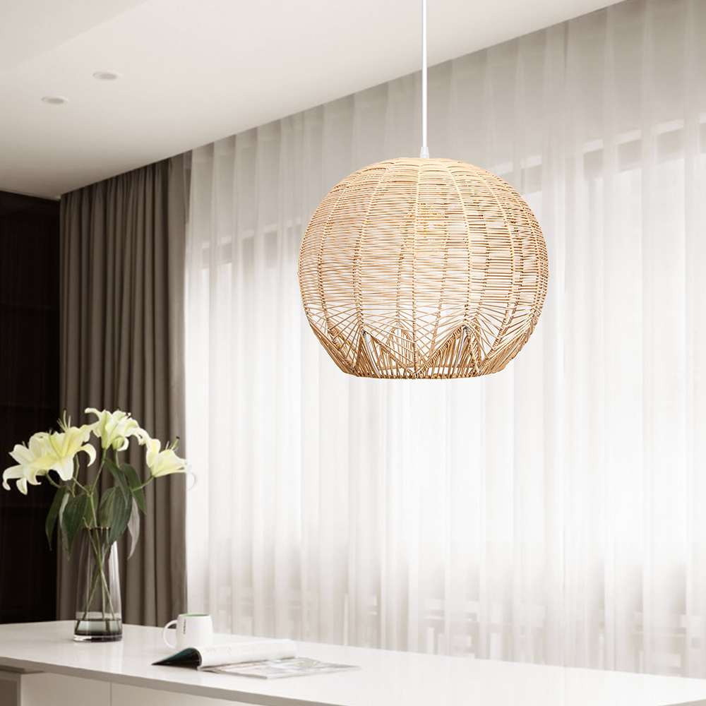 Boho Rattan Woven Globe Creative Hanging Pendant Light