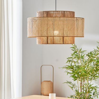 Japanese Wabi-sabi Style Rattan Hemp Rope Pendant Light-labpiecesign