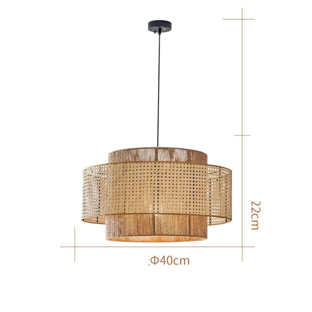 Japanese Wabi-sabi Style Rattan Hemp Rope Pendant Light-labpiecesign