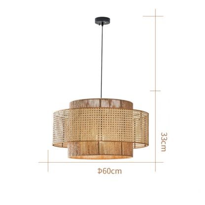 Japanese Wabi-sabi Style Rattan Hemp Rope Pendant Light-labpiecesign