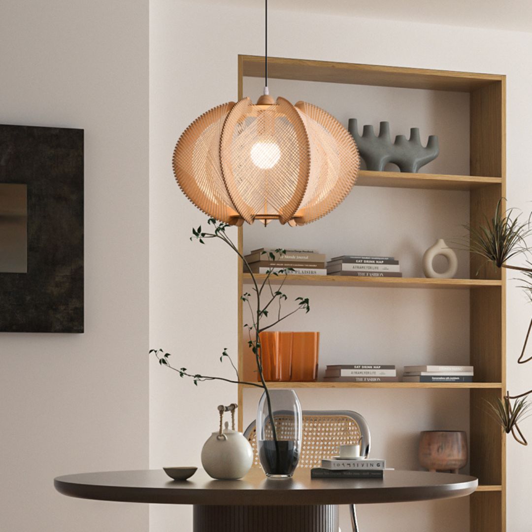 Nordic Wabi-sabi Style Retro hand-woven solid wood lamps