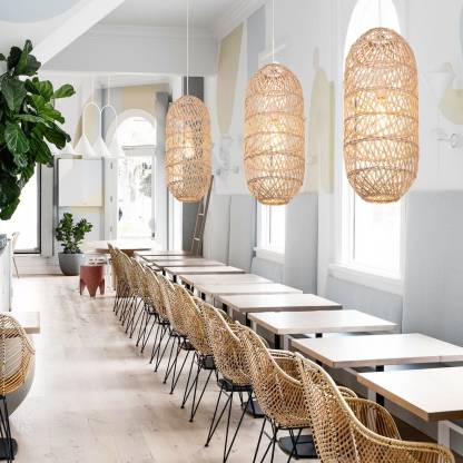 Basket Rattan Pendant Light Shade Pastoral Wicker Hanging Lamps-labpiecesign