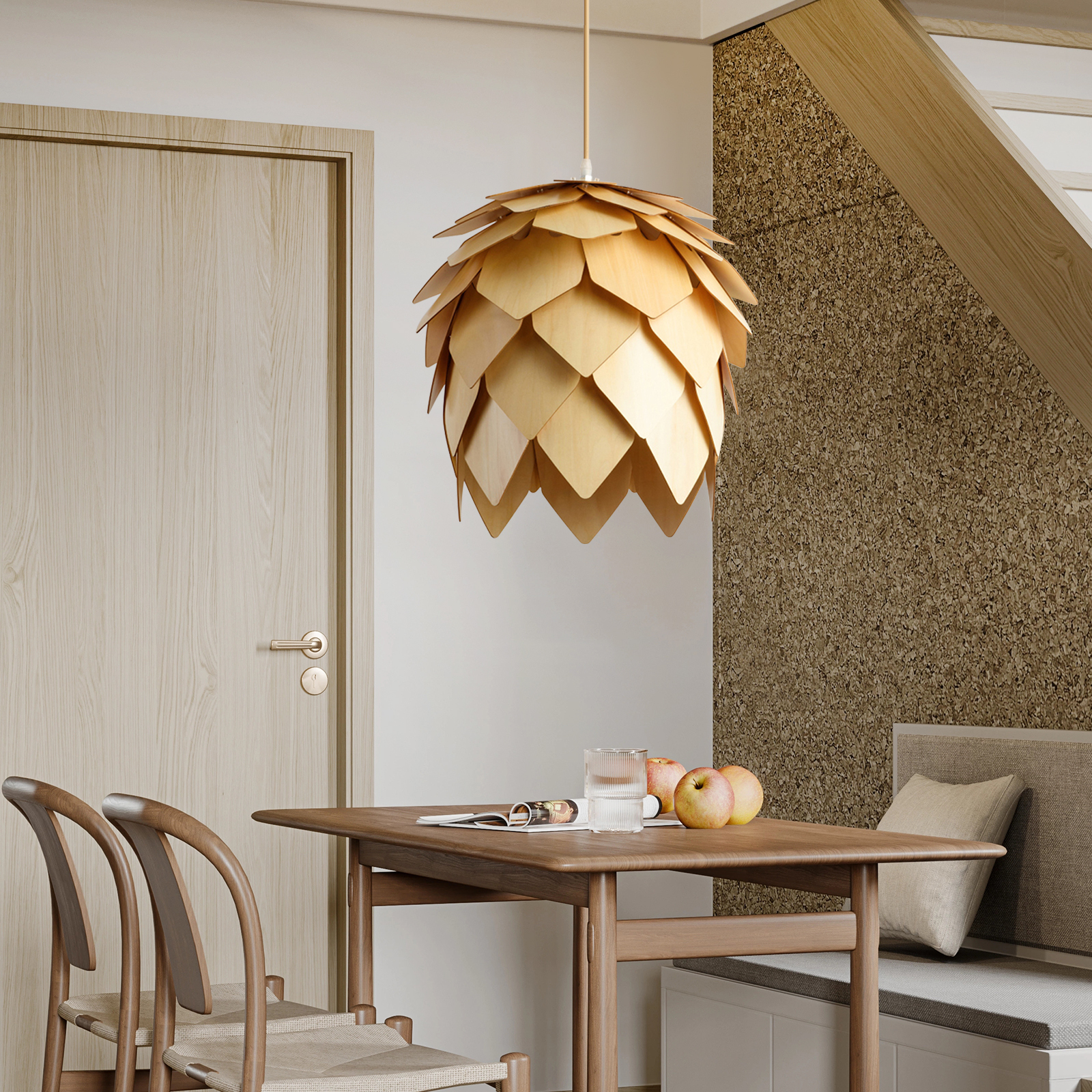 Creative Pine Cone Wooden Chandelier Pineapple Dining Rattan Lamp Home Decoration-labpiecesign