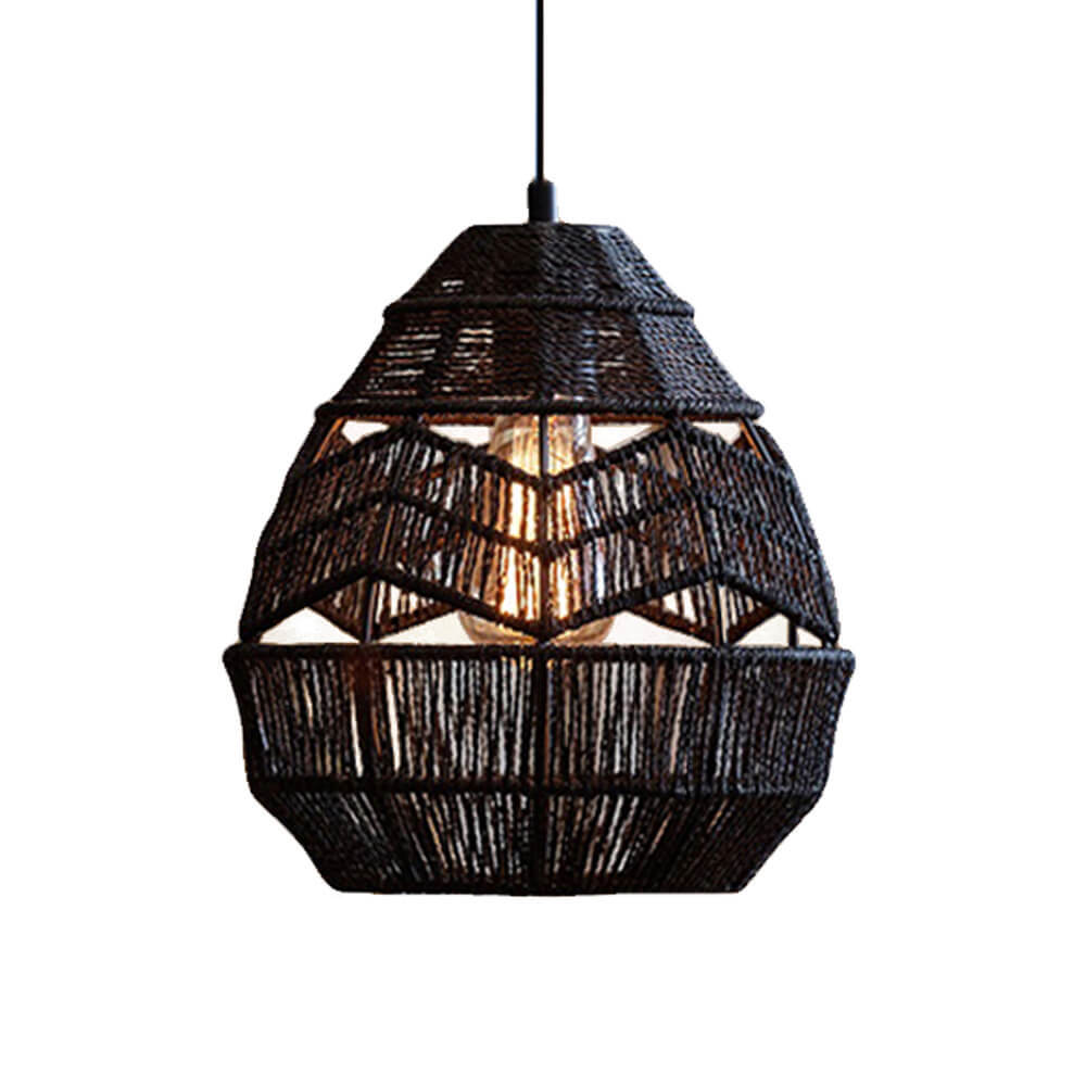 Rattan Pendant Lamp Retro Hanging Lights Rope Lampshade