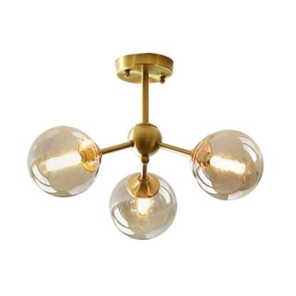 Modern Brass Bubble Pendant Light Metal Round 3/5 Heads Ceiling Light Fixture-labpiecesign