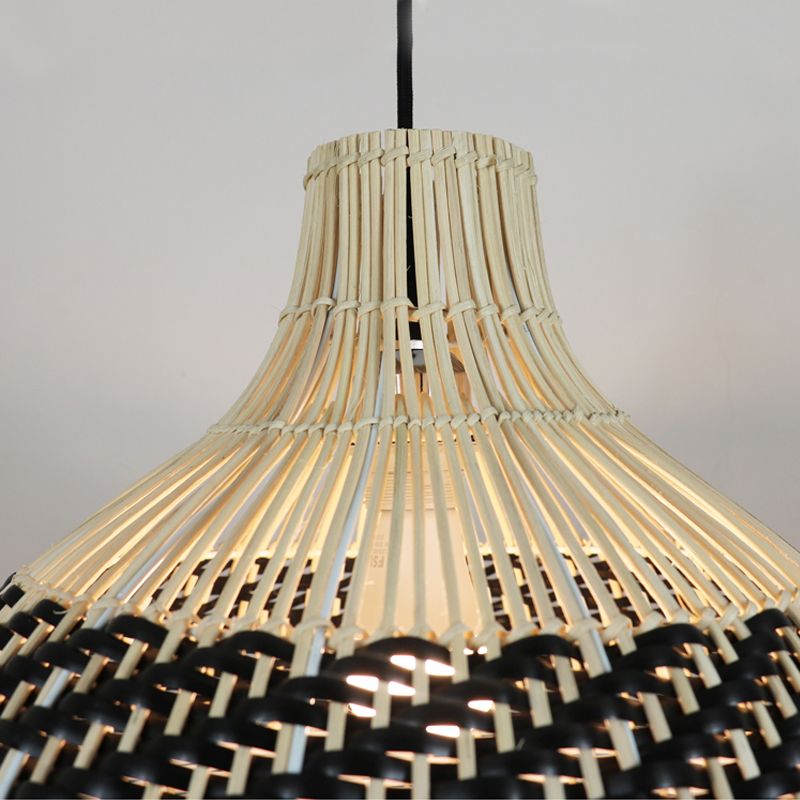 Nordic Black And White Striped Rattan Pendant Light For Kitchen Lighting Fixture