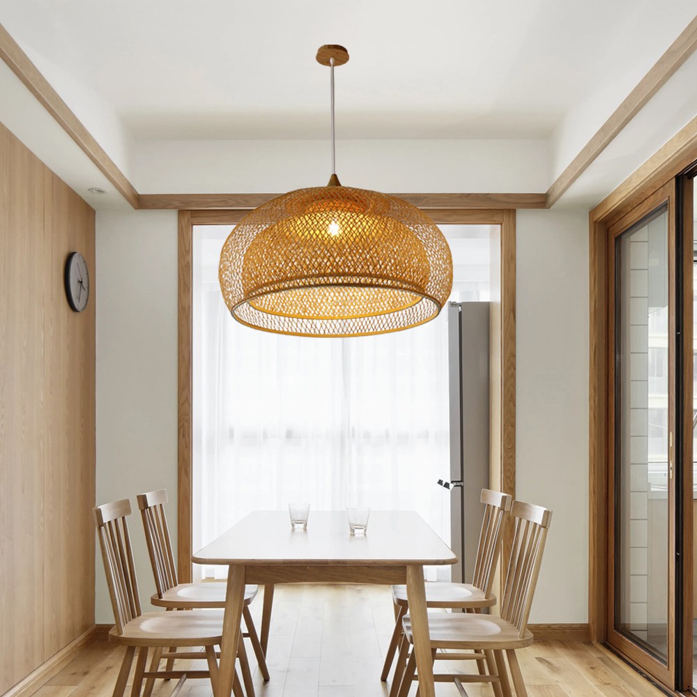 Asian Decor Bamboo Handmade Woven Hanging Lights Pendant Lamp-labpiecesign