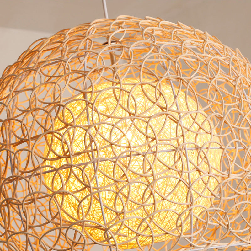 Rattan Pendant Light Woven Round Hemp Hanging Lamp