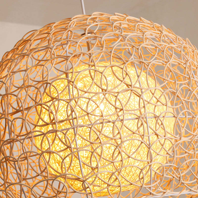 Rattan Pendant Light Woven Round Hemp Hanging Lamp