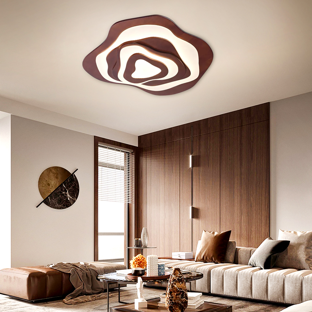 Irregular Solid Wooden Ceiling Light For Living Room