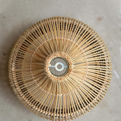 Vintage Handmade Bamboo White Thread Rattan Pendant Lamp Shade For Dining room-labpiecesign