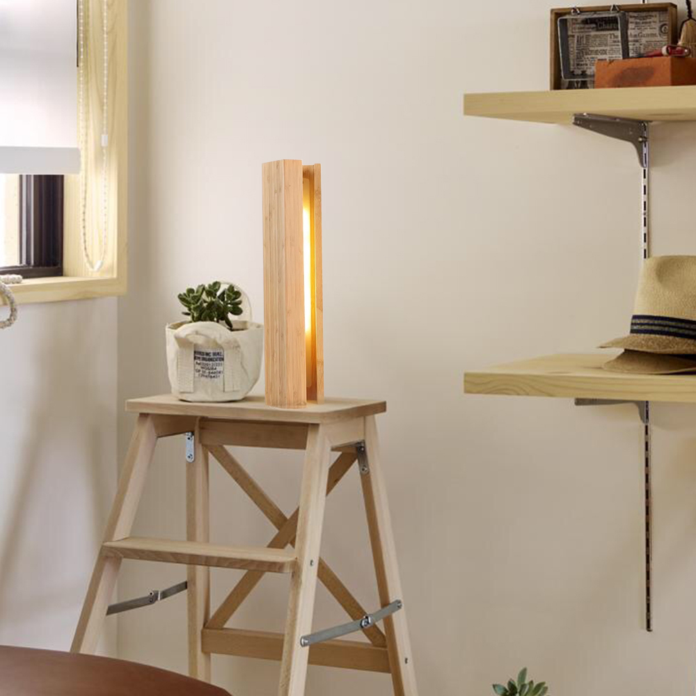Wood Pentagonal Led Table Lamp With USB