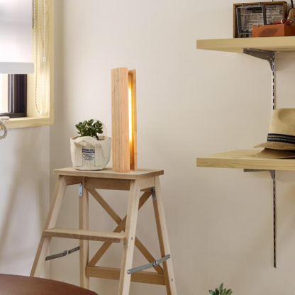 Retro Wood Pentagonal Led Table Lamp With USB For Bedroom-labpiecesign