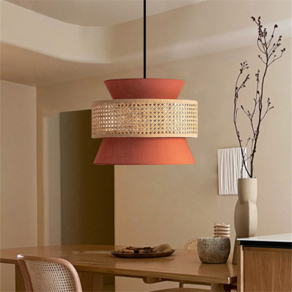 Home Decor Creative Orange Retro Rattan Pendant Light-labpiecesign