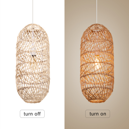 Basket Rattan Pendant Light Shade Pastoral Wicker Hanging Lamps-labpiecesign
