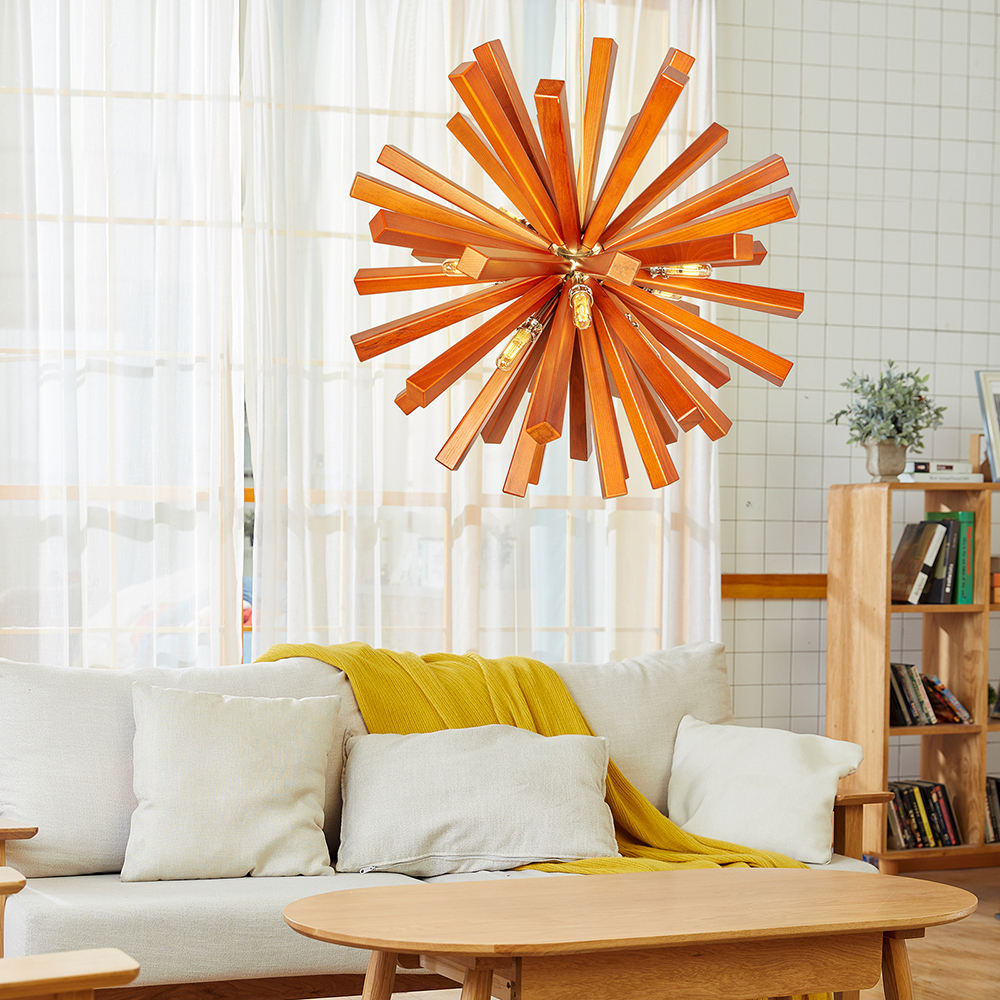 Nordic Creative Wooden Chandelier Flower-Shaped Dandelion Pendants Lights-labpiecesign