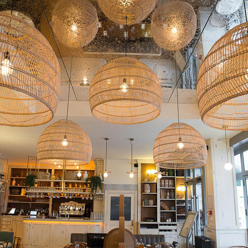 Handmade Rattan Lamp BELL Wicker Lamp Boho Style Lampshade Pendant Lamp-labpiecesign