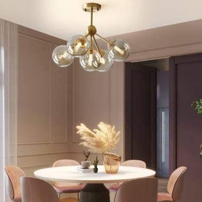 Modern Brass Bubble Pendant Light Metal Round 3/5 Heads Ceiling Light Fixture-labpiecesign