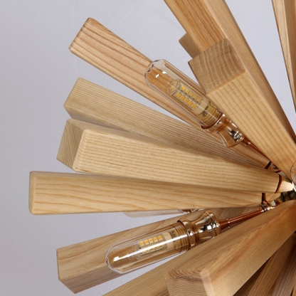 Nordic Creative Wooden Chandelier Flower-Shaped Dandelion Pendants Lights-labpiecesign