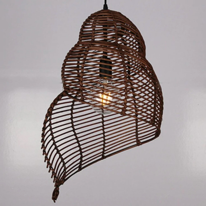 Retro Rattan Wave Shade Pendant Light Wicker Lampshade-labpiecesign