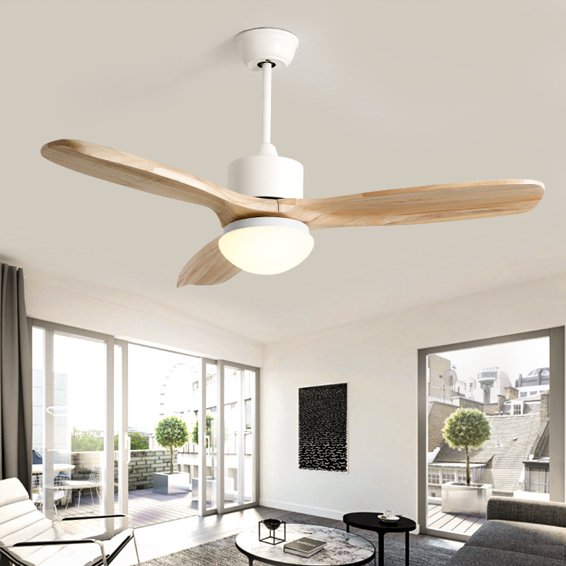 Nordic Remote Control Solid Wood LED Ceiling Fan