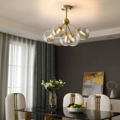 Modern Brass Bubble Pendant Light Metal Round 3/5 Heads Ceiling Light Fixture-labpiecesign
