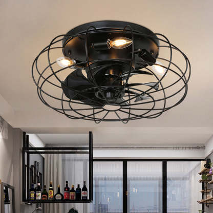  21-Inch Indoor Vintage Iron Remote Control Ceiling Fan Light-labpiecesign