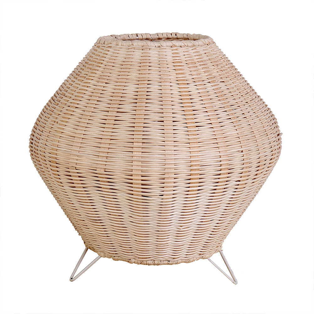 Rattan Weaving Table Lamp Eye-Caring Handmade Reading Light Decoration