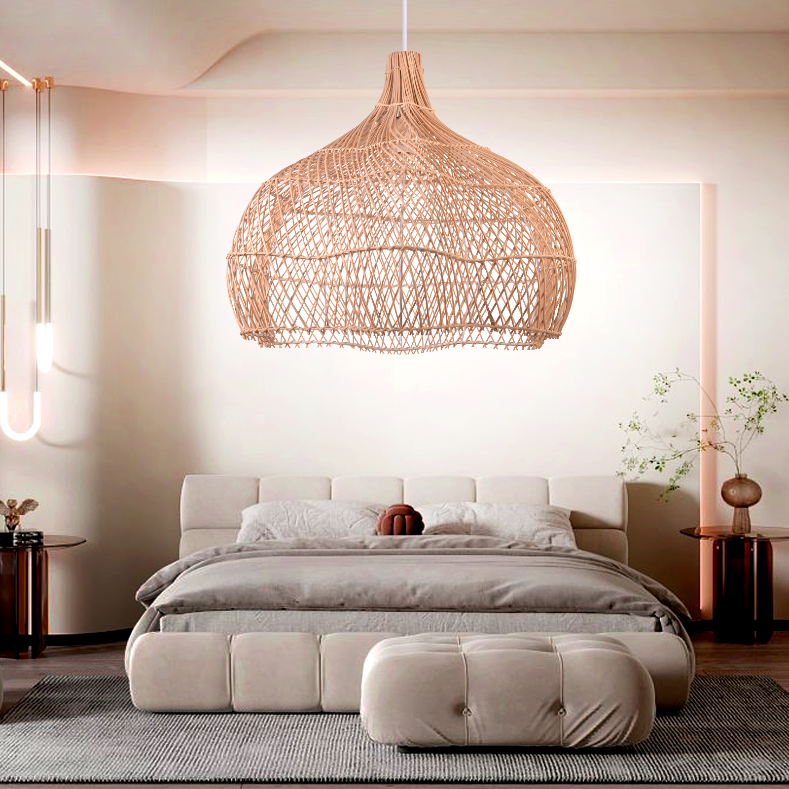 Wicker Pendant Shade outdoor rattan lamp -labpiecesign
