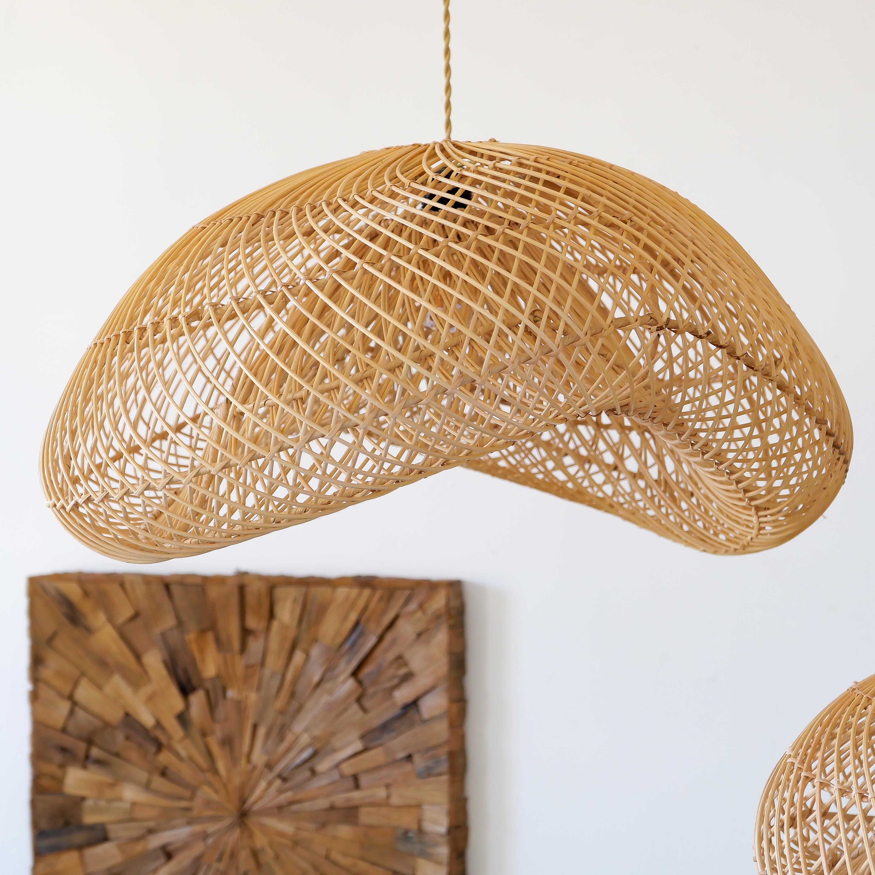 Handmade Bamboo Chandelier Straw Hat Rattan Pendant Light