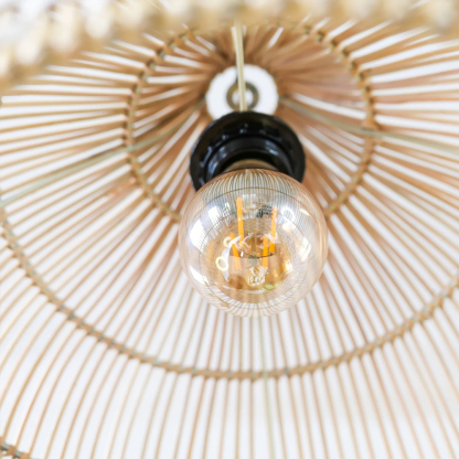 Vintage Handmade Bamboo White Thread Rattan Pendant Lamp Shade For Dining room-labpiecesign
