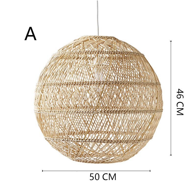 Basket Rattan Pendant Light Shade Pastoral Wicker Hanging Lamps
