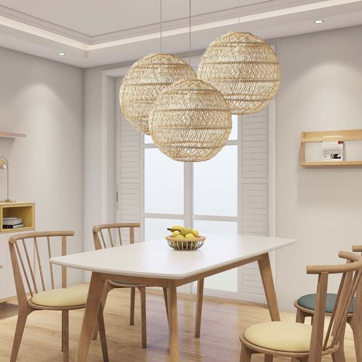 Basket Rattan Pendant Light Shade Pastoral Wicker Hanging Lamps ...