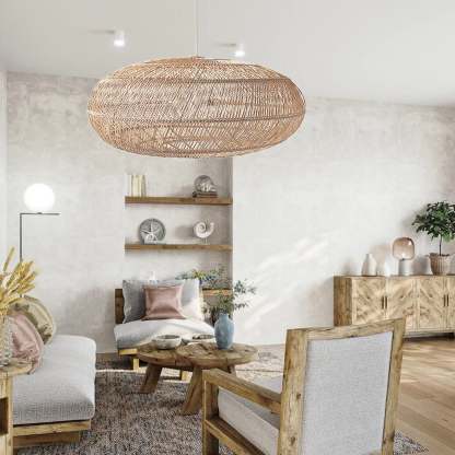 Basket Rattan Pendant Light Shade Pastoral Wicker Hanging Lamps-labpiecesign