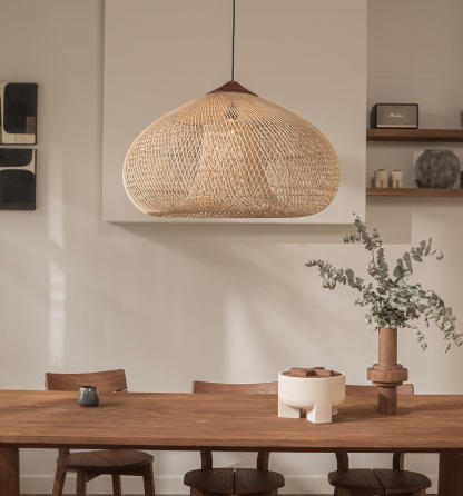 Japanese Style Wabi-sabi Style Rattan Drum Lamp-labpiecesign
