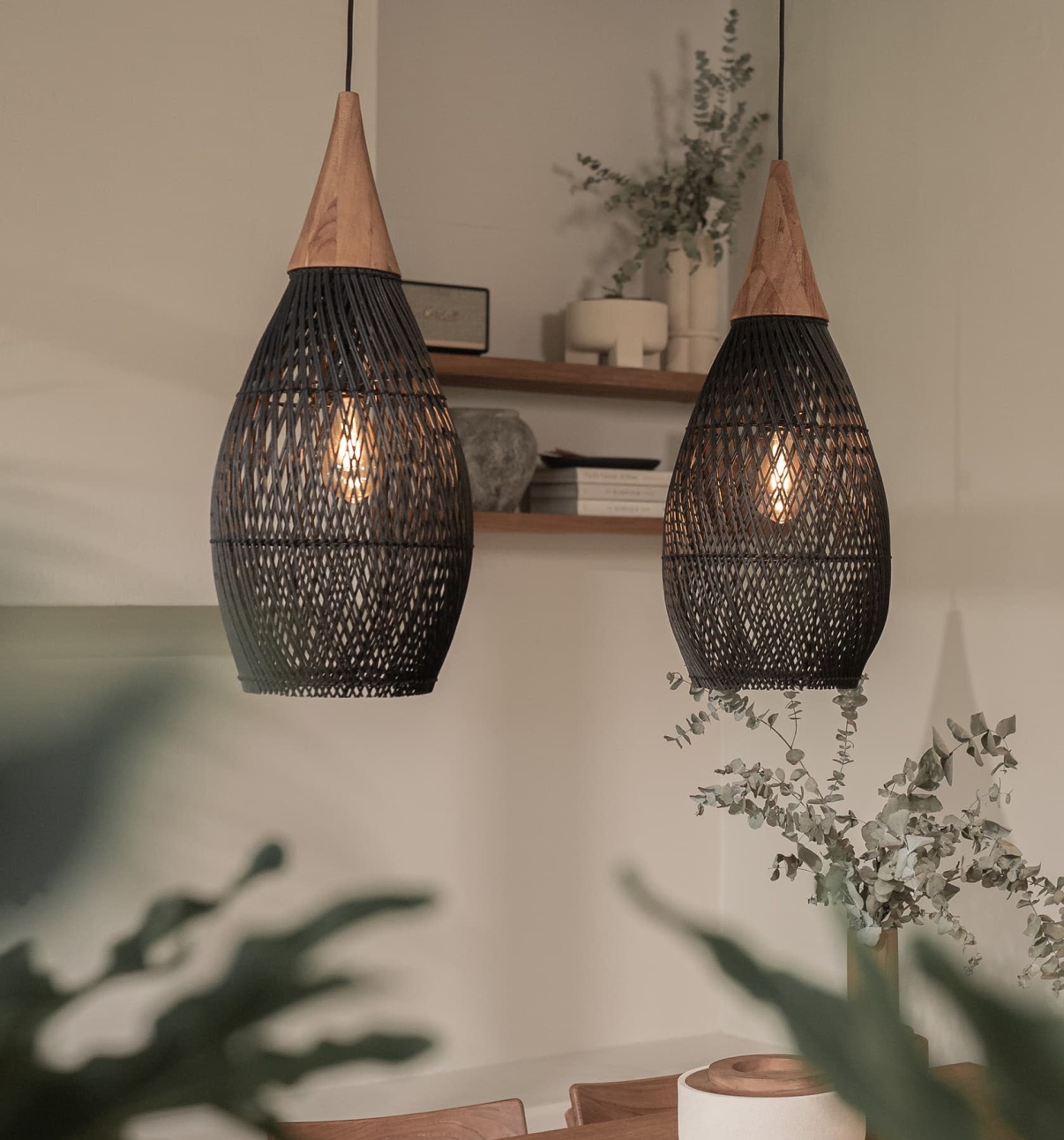 Handwoven Japandi Wabi-Sabi Style Natural Rattan Pendant Lampshade ...