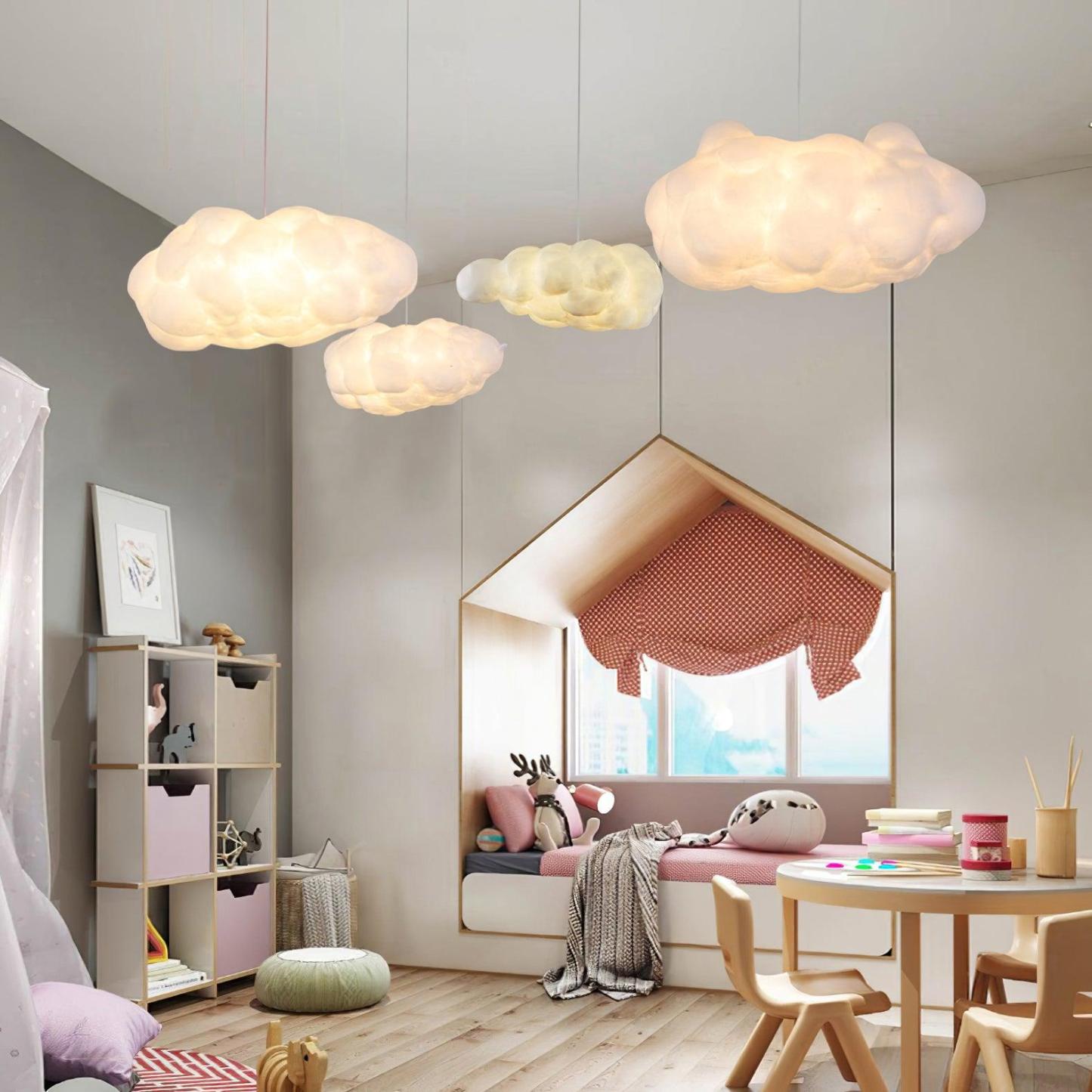 Contemporary Style Cloud Pendant Light Fixture Cotton 1/2/4-Light Dining Room Ceiling light-labpiecesign