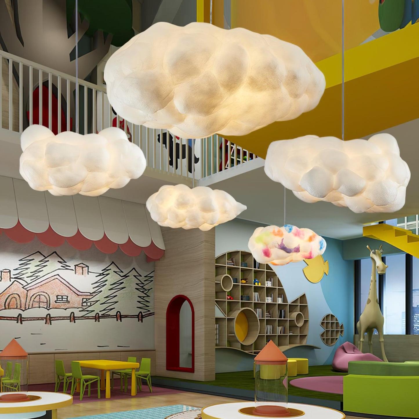 Contemporary Style Cloud Pendant Light Fixture Cotton 1/2/4-Light Dining Room Ceiling light-labpiecesign