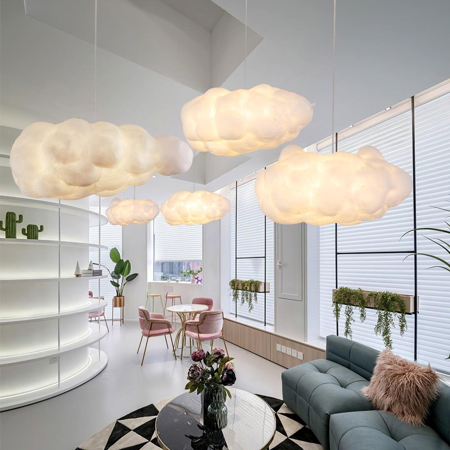 Contemporary Style Cloud Pendant Light Fixture Cotton 1/2/4-Light Dining Room Ceiling light-labpiecesign