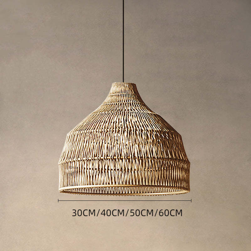 Wabi sabi Rattan Umbrella Shape Woven Pendant Light Lampshade-labpiecesign