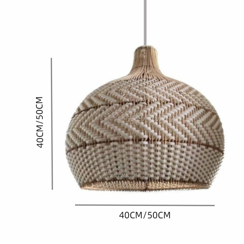 Natural Rattan Woven White Pendant Light